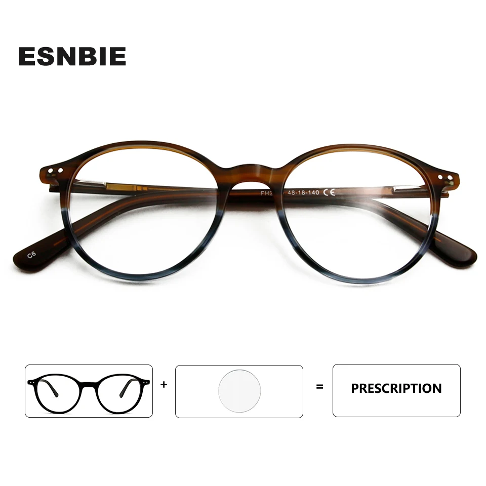 

Vintage Acetate Women Glasses Frame Round Prescription Eyeglasses for Men Retro Rivet Myopia Optical Mens Designer Eyewear Frame