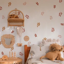 Cartoon Botanical Leaves Decoration Wall Stickers for Kids Rooms Living Room Nursery Home Decor Baby Rooms Interior Wall Decals