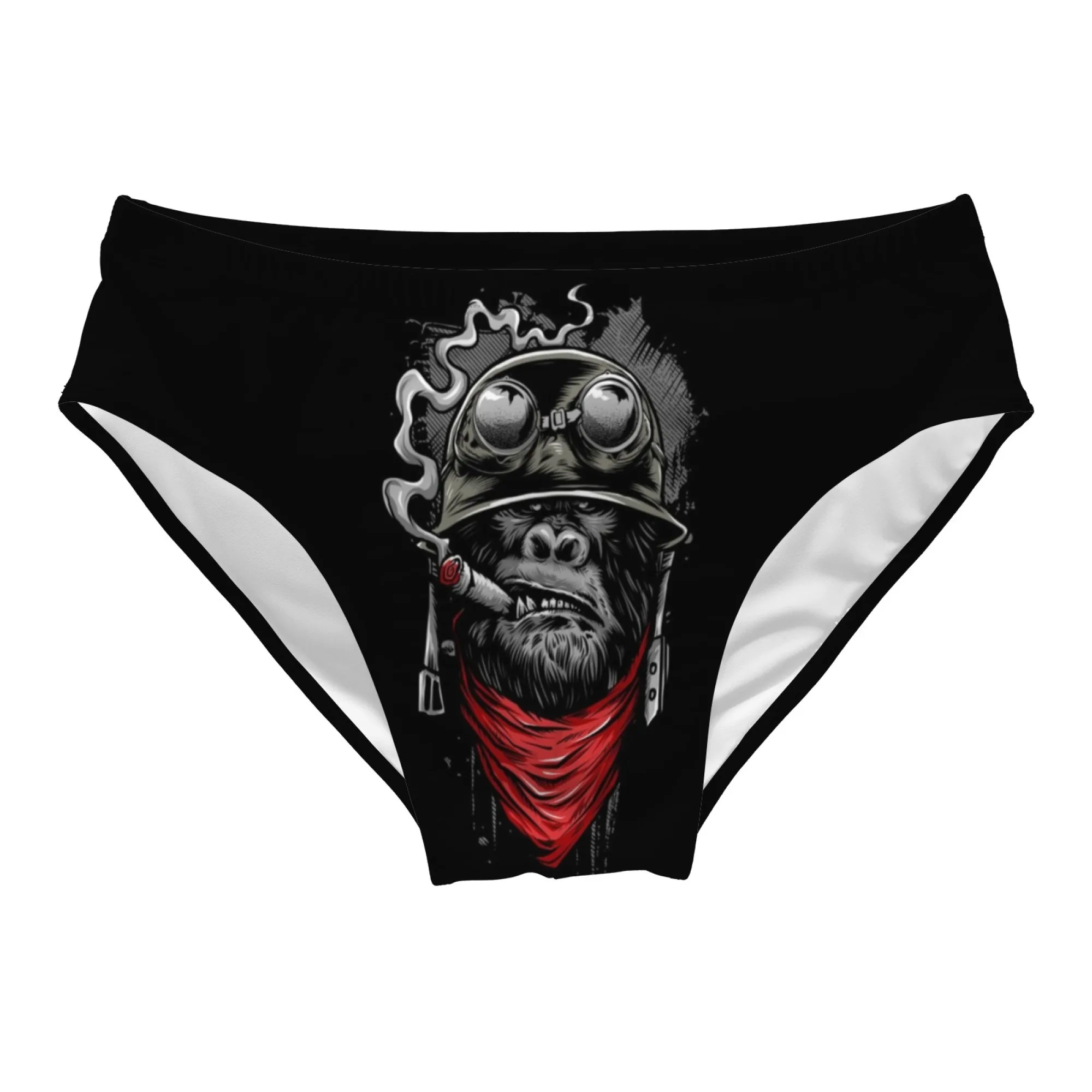 Helmet Gorilla Swim Trunks Slim Fit Durable Mens Drawstring Triangle Swim Trunks Water Park Island Sunbathing Mens Vacation Gift