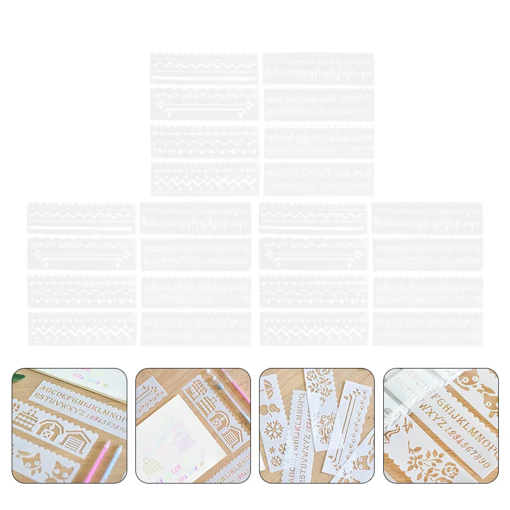 3 Sets Lace Ruler Template Templates for Filling Drawing Painting Hollow Stencils Multifunctional Animal