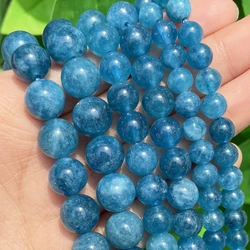 6 8 10mm Blue Jades Stone Natural Round Apatite Chalcedony Spacer Beads for Needlework Jewelry Making DIY Bracelets Accessories