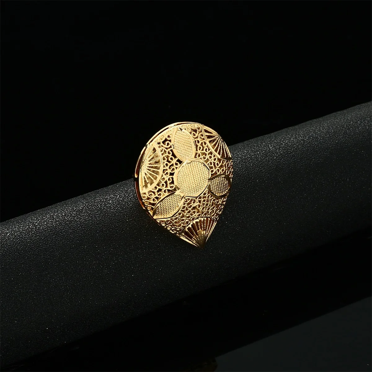 خاتم كبير قابل للتغيير للنساء مجوهرات أفريقية إثيوبية ذهبية اللون لحفلات الزفاف خاتم أكبر قابل للفتح خواتم مبالغ فيها