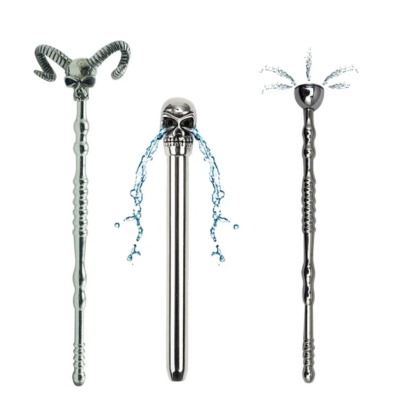 Hollow Skull Cow Penis Plug Stick Catheter Metal Urethral Expander Sounding Dilator Male Masturbator Sex Toy for Man Tooy Gode