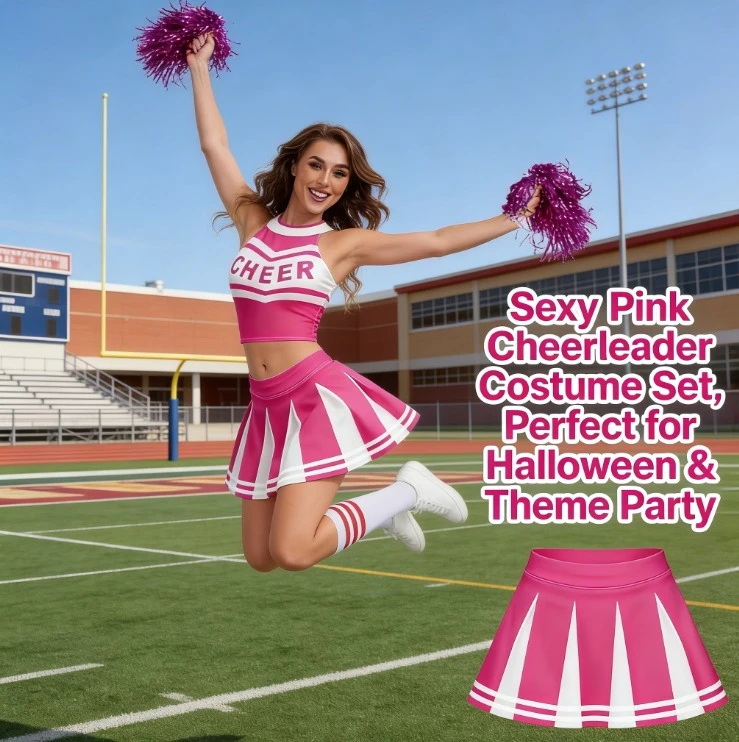 

Cheerleader Costume for Girls Dynamic and Vital Dance Outfit Cosplay Stage Performance Wear Group Campus Performance Set