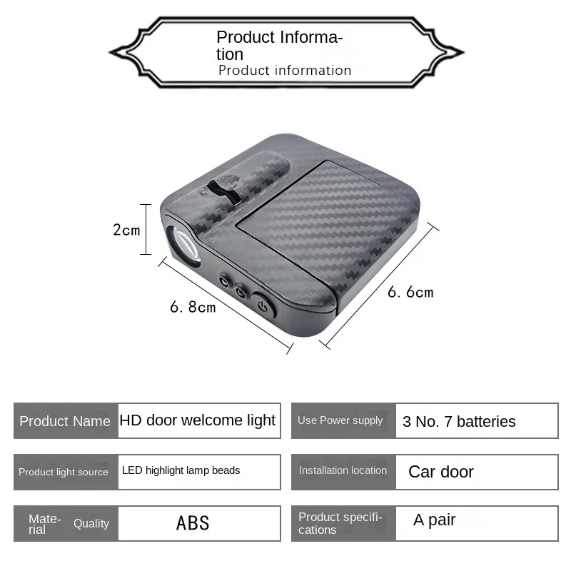 

2pcs Car Logo Wireless Courtesy Car Door Projector Led Shadow Lights Lamp Car Accessories For Universal Vehicle Models