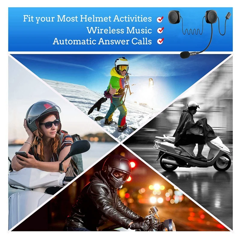 Headset Bluetooth nirkabel speaker helm sepeda motor, Earphone Hands-Free panggilan Mp3 pemutar musik suku cadang sepeda motor