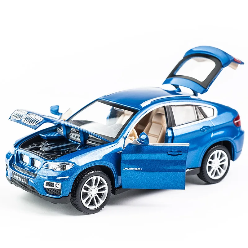 1:32 BMW X6 SUV سبيكة سيارة نموذج Diecasts ولعبة المركبات لعبة معدنية نموذج سيارة عالية محاكاة الصوت والضوء جمع هدية