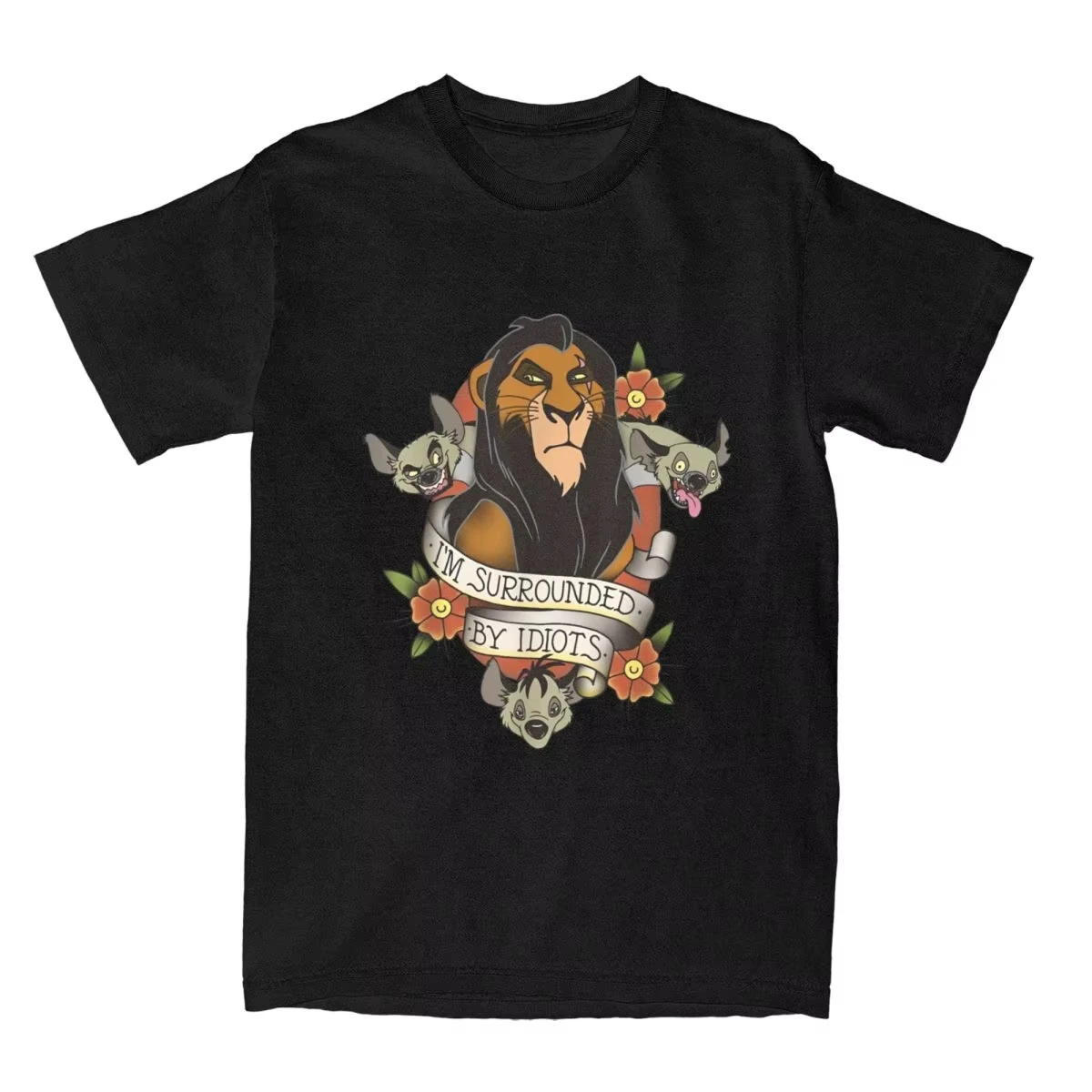 ديزني الأسد الملك ندبة نمط تي شيرت الرجال النساء ملابس علوية من القطن تيز زوجين عادية للجنسين الصيف الشارع الشهير المتضخم قصيرة الأكمام