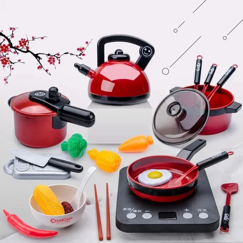 Children play house simulated kitchen Accessories pretend cutting toys girls boys cooking rice cut fruits cook toys for kid gift