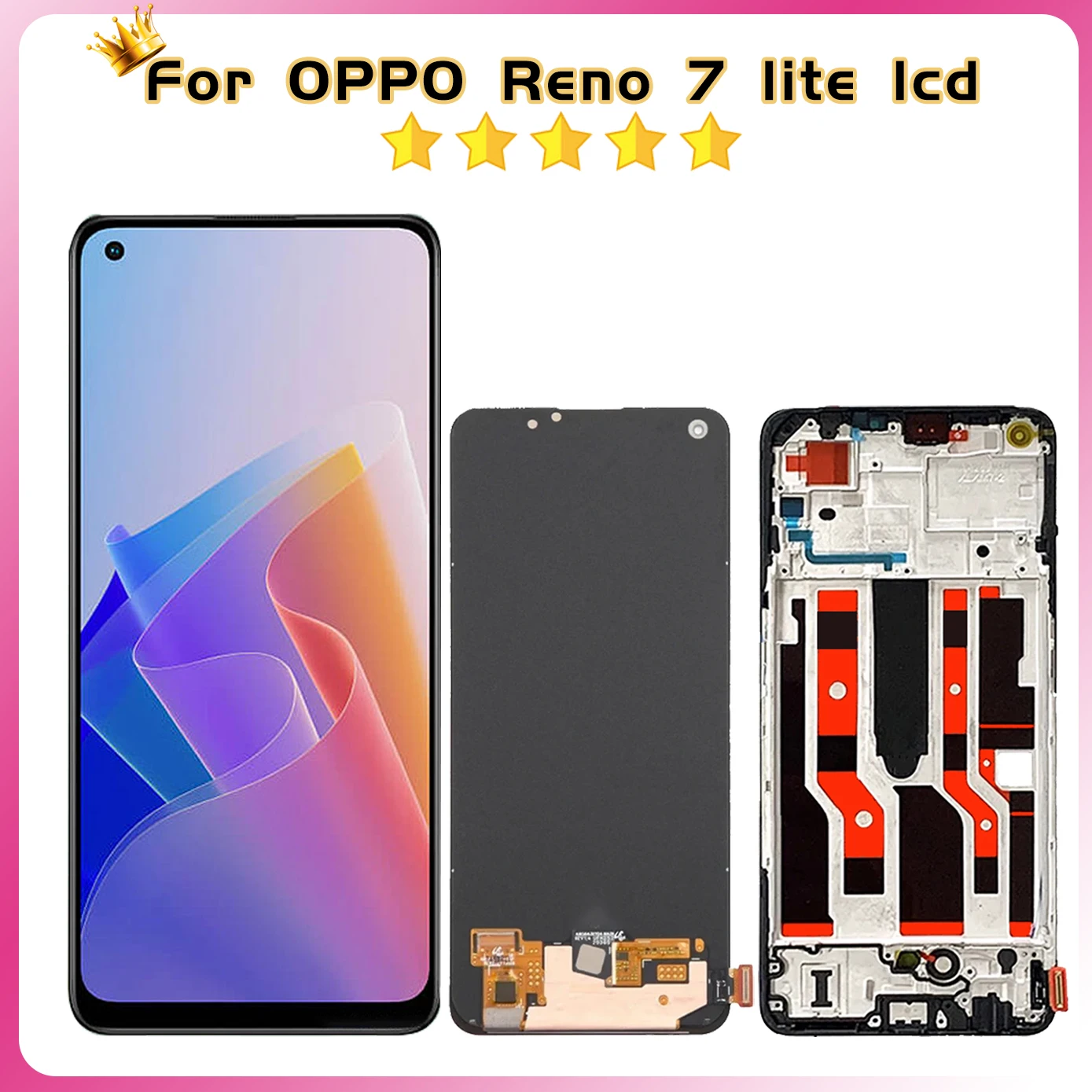 6.43 Inch Super AMOLED For Oppo Reno7 Lite LCD CPH2343 Display Touch Reno 7Lite Screen Digitizer Assembly No/With Frame