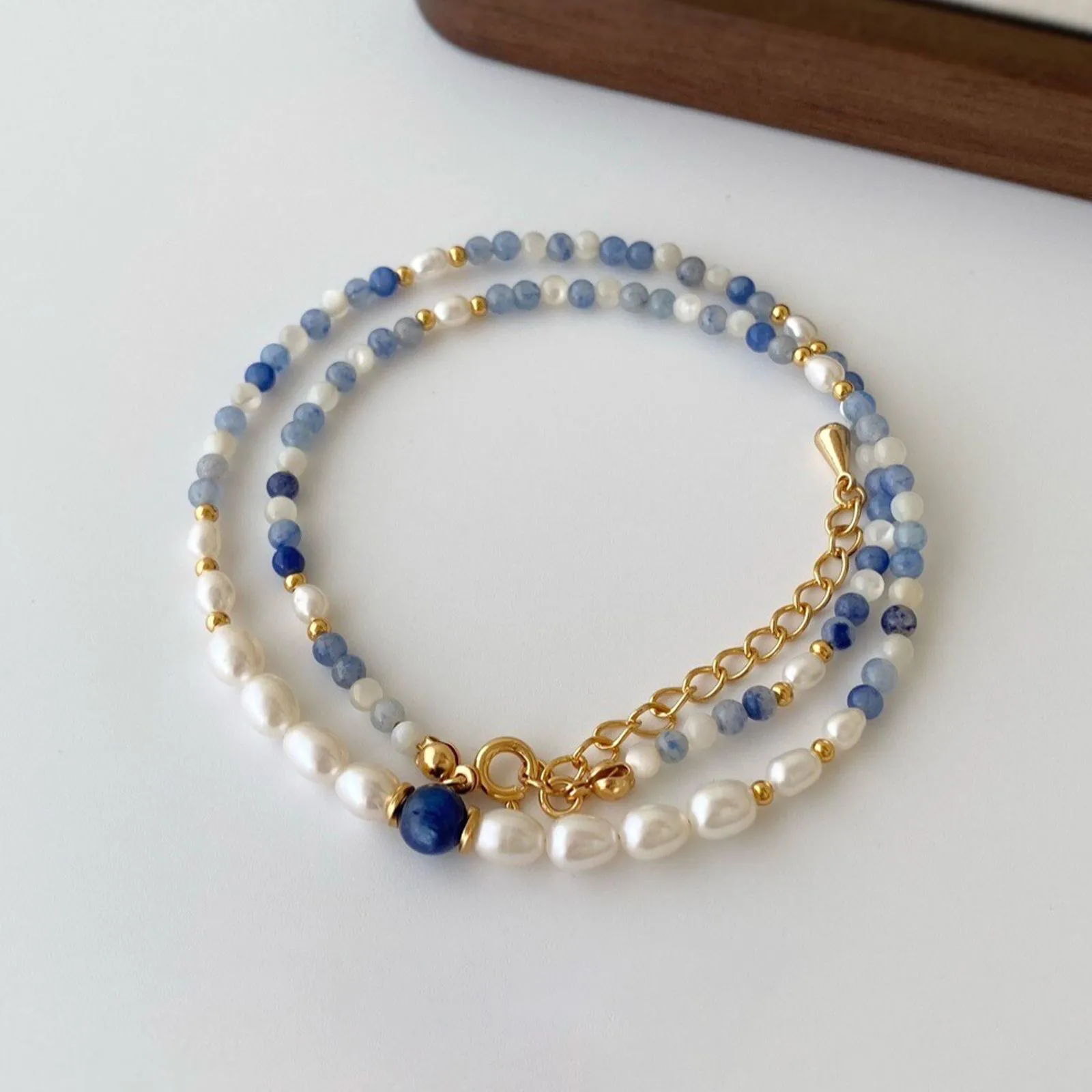 100% Natürliche Süßwasserperle & Lapislazuli 14K Gold gefülltes Damen-Schmuckset Halskette Armband Kein Verblassen 2027 Neuer Stil – Detail 6