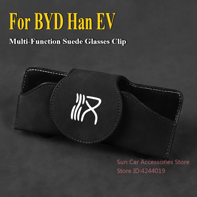 

For BYD Han EV Car Visor Storage Box Sunglasses Multi-Function Suede Glasses Clip Interior Modification Accessories