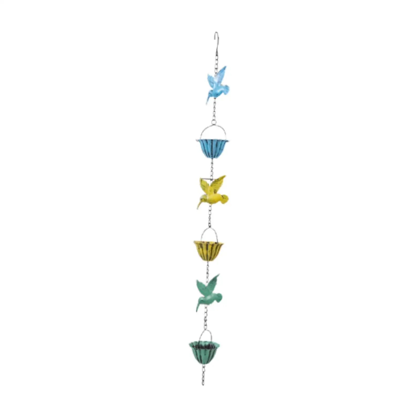 Outdoor Rain Chain Hummingbird and Cup Sturdy Rainwater Collection Roof Gutter Adapter for Outside Awnings Home Decoration