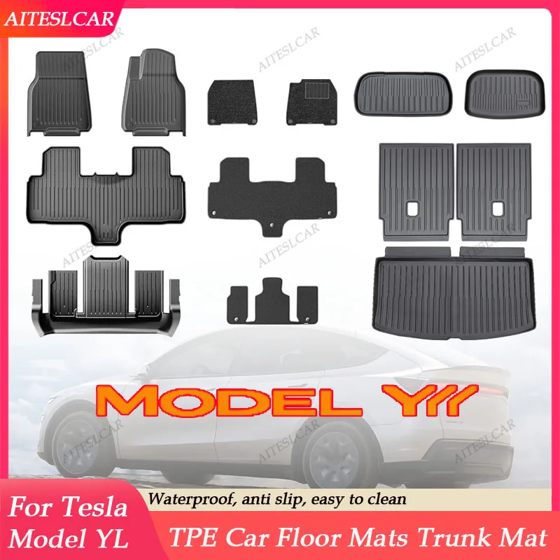 

Car Floor Mats for Tesla NEW Model YL 2026 Car Four Seasons Waterproof Non-slip Floor Mat Trunk Mat TPE Special Car Accessories