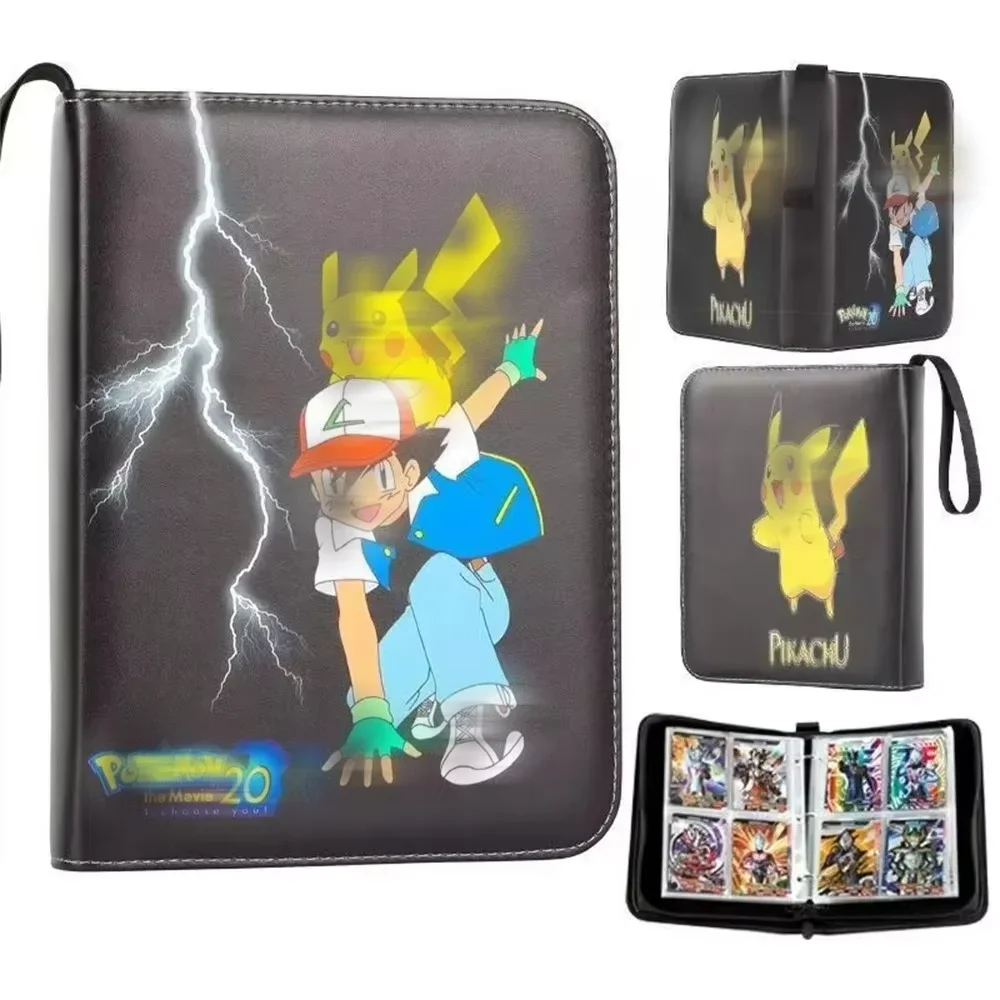 400 بطاقة من جلد البولي يوريثان الفاخر 50 صفحة قابلة للإزالة مكونة من 4 صفحات ألبوم بسحاب مقاوم للماء للحماية المهنية