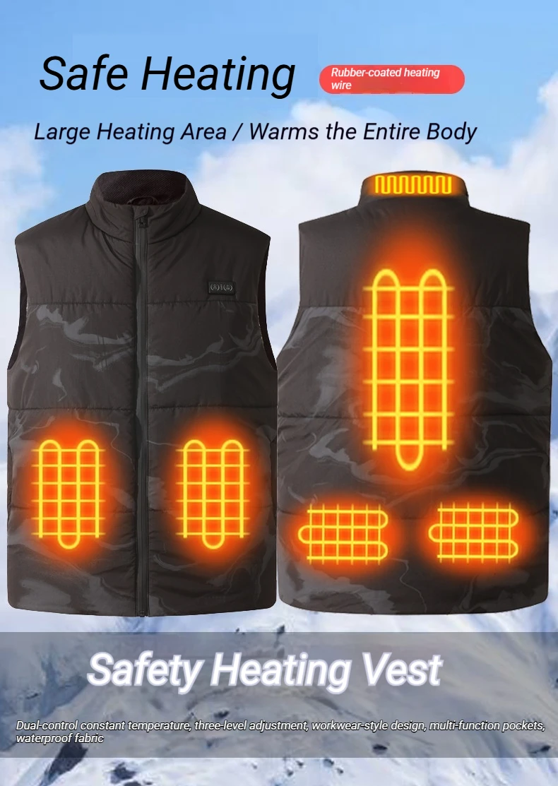 Men's Carbon Fiber Heated Vest, Constant Temperature Thermal Waistcoat, Autumn Winter Outerwear Workwear Electric Heating Gilet