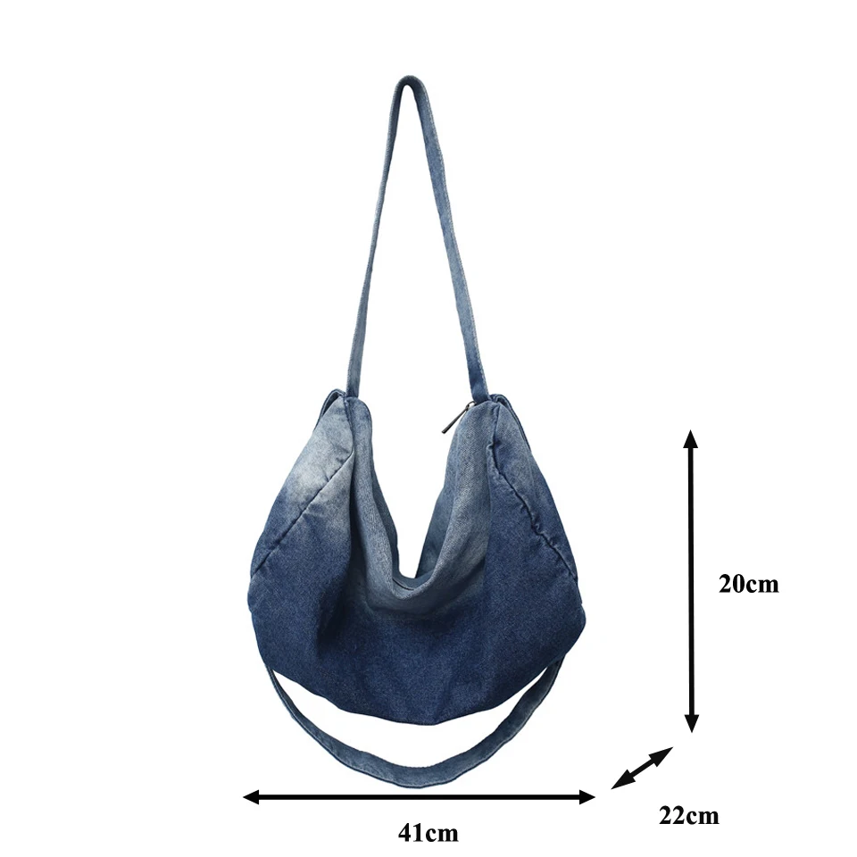 Gradient Denim Women's Bag Jeans Messenger Bag Y2K Canvas Shoulder Cross Bag Campus Eco Bag Korean Shopping Hobos Sports Handbag
