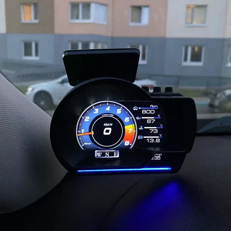 Car Head Up Display OBD2 Smart Car HUD Turbo Gauge Digital Odometer Security Alarm Water&Oil temp RPM Auto Meter