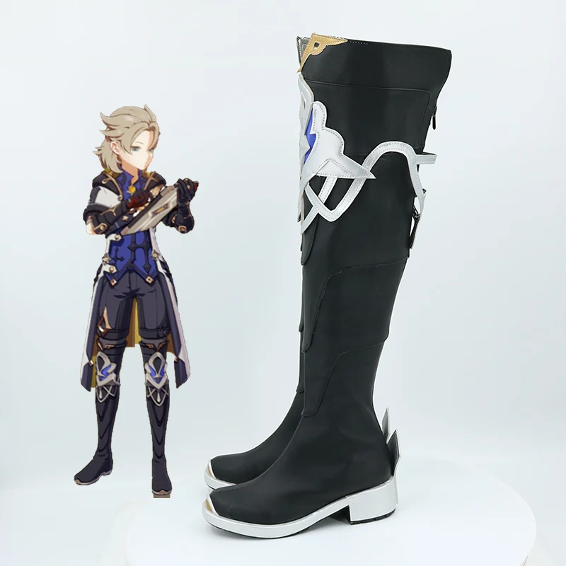 

Genshin Impact Alchemist Albedo Game Cosplay Shoes High Boots Custom-made Halloween Party Accessories Props Version 2