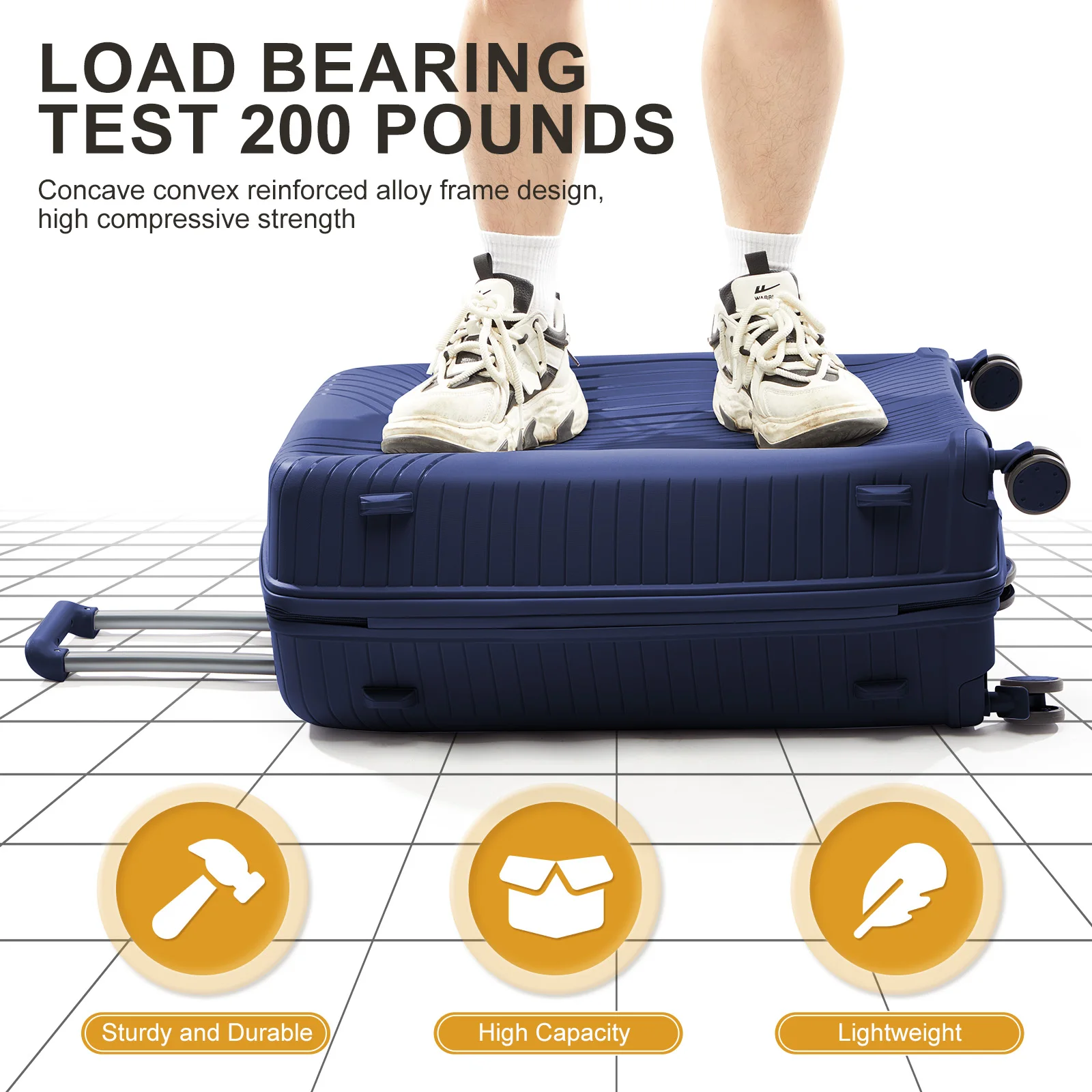 3PC Luggage with Lock, 4 Rolling Spinner Wheels, Trip Cabin ABS Lightweight Trolley Travel Suitcase for Hand Luggage Business