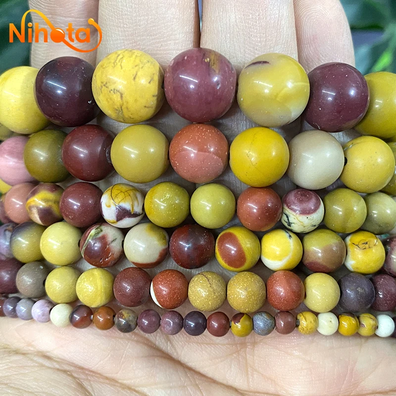 Matte Mookaite Egg Yolk Natural Stone Round Beads 4/6/8/10/12mm Handmade Earrings DIY Bracelets for Jewelry Making 15\