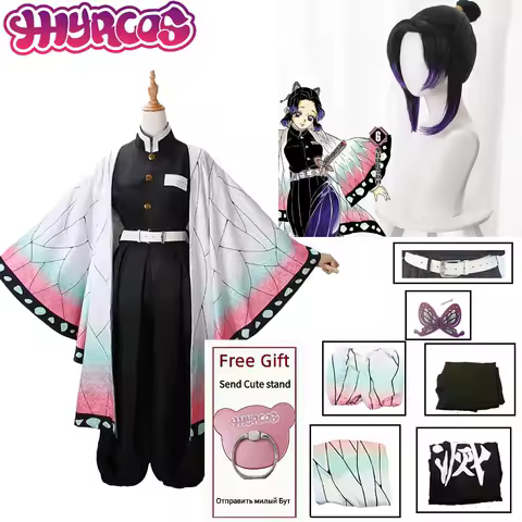 Women Girls Kochou Kanae Cosplay Costume Demon-Slayer ForAdult Anime Kimetsu-No-Yaiba Shinobu Kochou Halloween Clothes