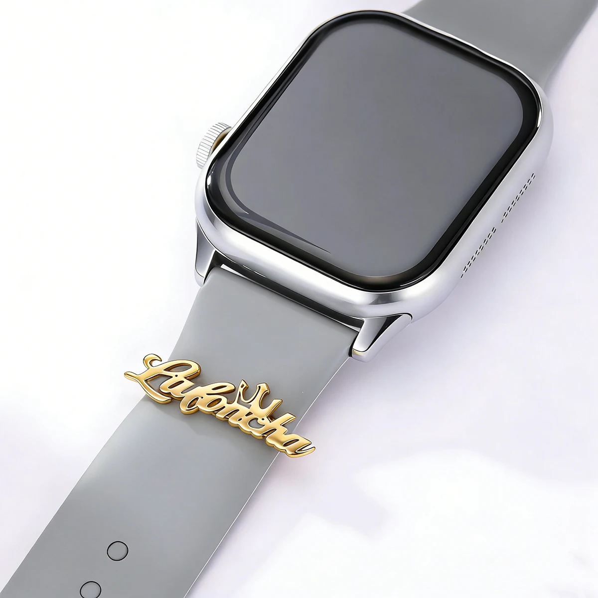 Chandler Custom Name Crown Cursive Metal Watch Band Charms, Decorative Ring For Smart Watch Strap Accessories