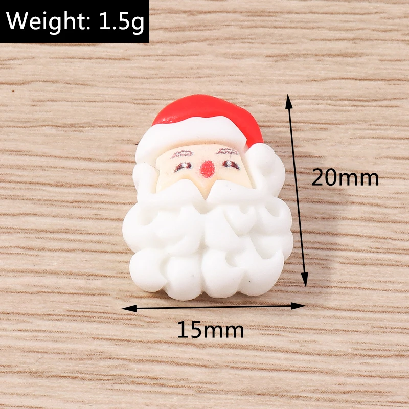 Tusember 10 Stück Niedliche Weihnachts-Dekorationen: Weihnachtsmann, Elch, Schneemann, Flache Harz-Cabochons für DIY Scrapbooking, Haarspangen und Broschen – Detail 8