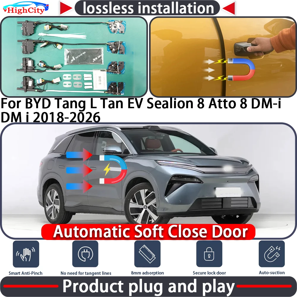 

Привод замка двери с функцией плавного закрывания для BYD Tang L, Tang EV, Sealion 8, Atto 8, DM-i, DM-i 2018-2026, система автоматического открывания/закрывания двери