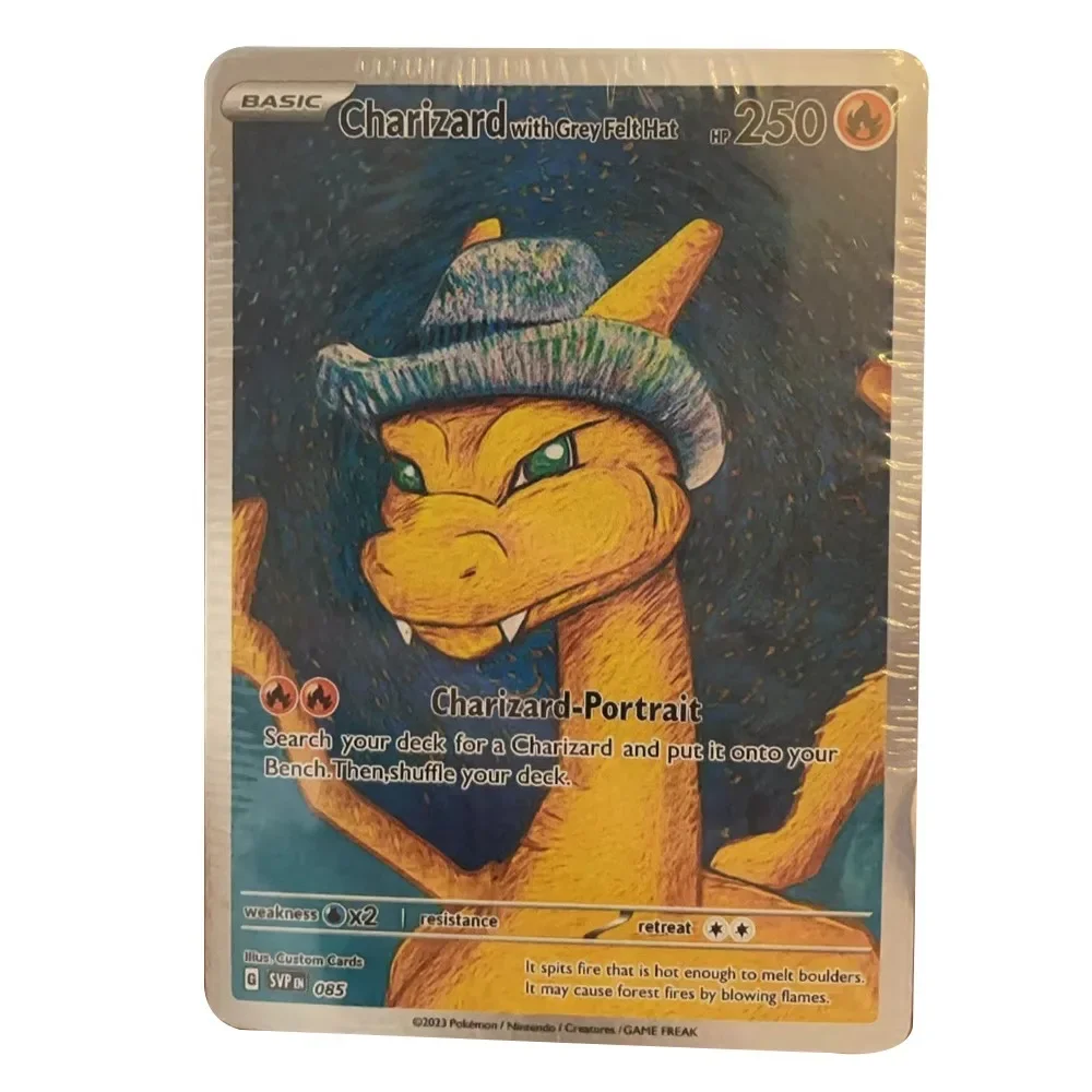 DIY Collection Card Homemade Series Single card Charizard Van Gogh style Anime Game Peripheral Collection Card Holiday Gift