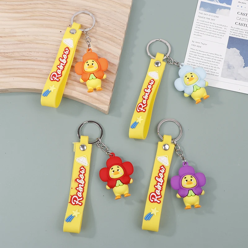 Porte-clés canard en silicone créatif, porte-clés pour couples mignons, porte-clés de voiture en forme de canard bouleversé, pendentif de sac, bijoux cadeaux pour amis