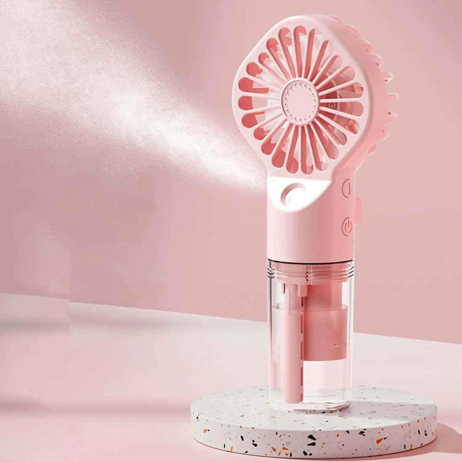 Portable Handheld Spray Fan Mini Humidifier Misting Fan 3 Speeds Powerful Wind USB Rechargeable Water Mist Fan Outdoor Small Fan view 2