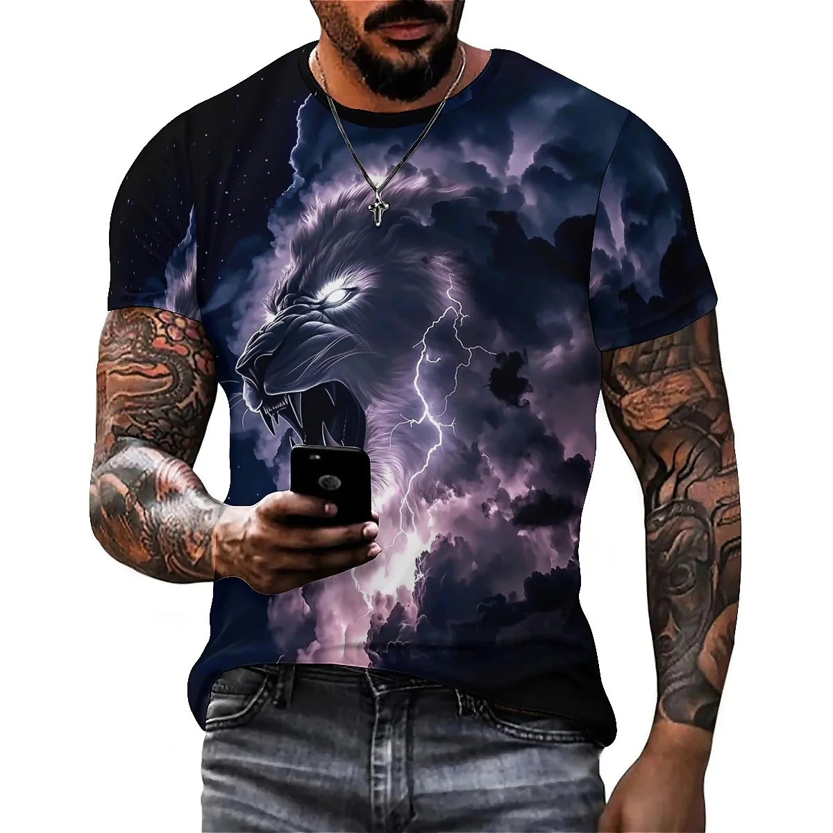 

Breathable & Quick-Drying Outdoor Pattern Men's 3D Printed Short-Sleeve T-Shirt - High-Quality Printed Top