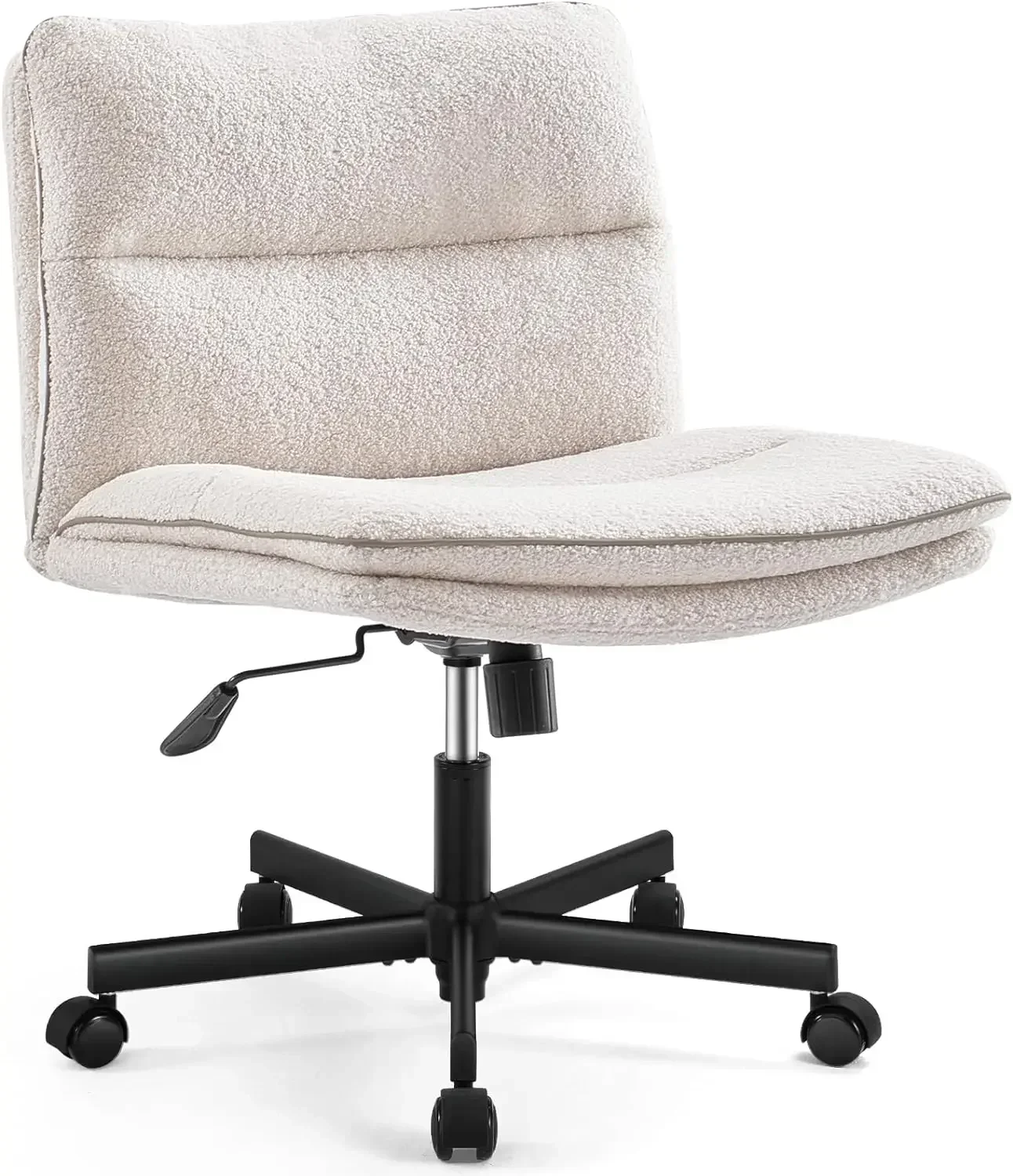 EMIAH Armless Office Desk Chair with Wheels Faux Fur Vanity Mid-Back Ergonomic Home Computer Comfortable Adjustable Swivel Furry