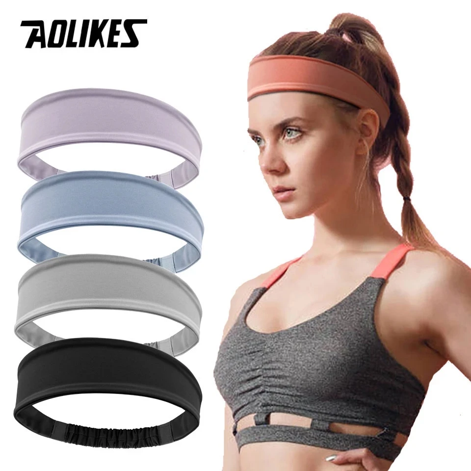 AOLIKES Gym Running Sweatband Sports Headbands Elastic Sweat Head Band Fitness Absorbent Cycling Jog Tennis Yoga Hair Bandage