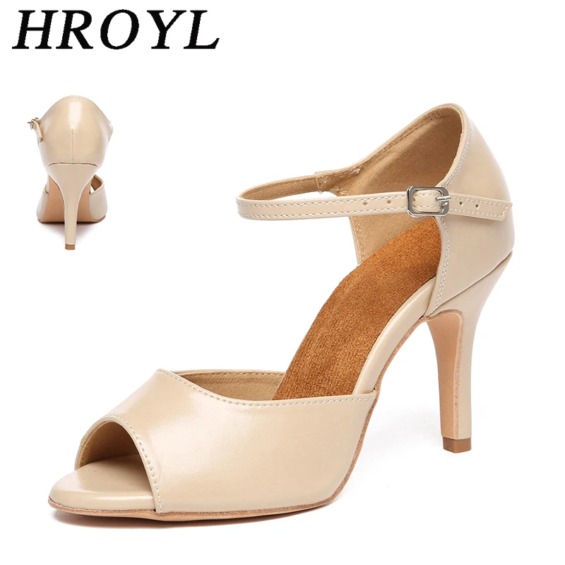 Zapatos de baile de Tango de cuero de microfibra, zapatos de baile latino para mujer, zapatos de actuación de Salsa Cha, sandalias profesionales de tacón alto