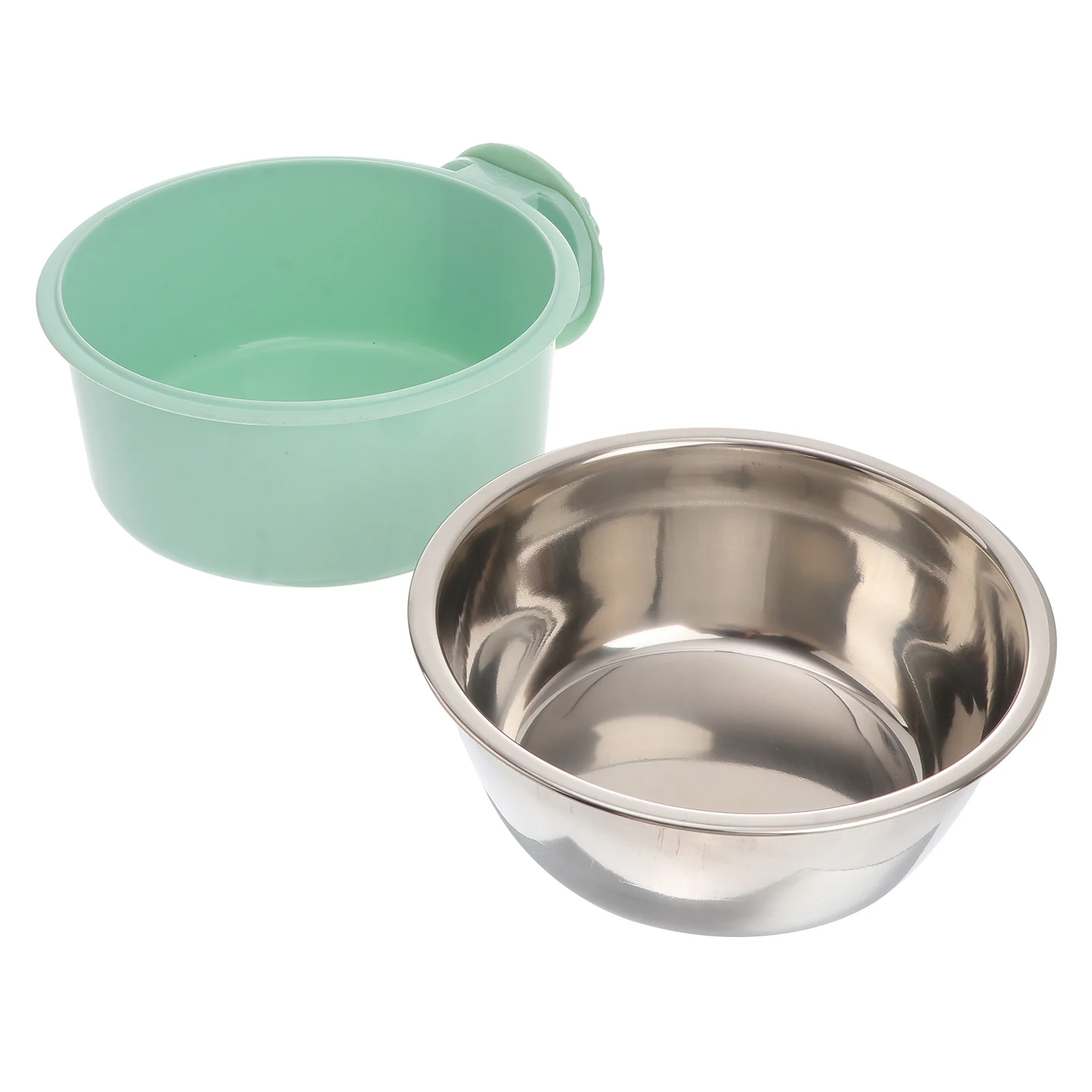 

Stainless Steel Pet Feeding Bowl Small Size Lightweight Cage Mounted Dog Cat Bowl No Spill Pet Supplies Green