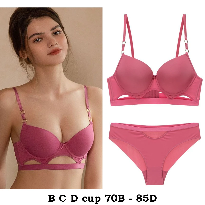 

high quality sexy women bras and brief set push up B C D cup comfortable wire summer lingerie underwear red beige black white