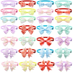 50/100Pcs Plaid Dog Bow Ties Pets Cat Grooming Accessories Cute Tartan Dog Bowties Bowknots Decoration Bows For Small Pets