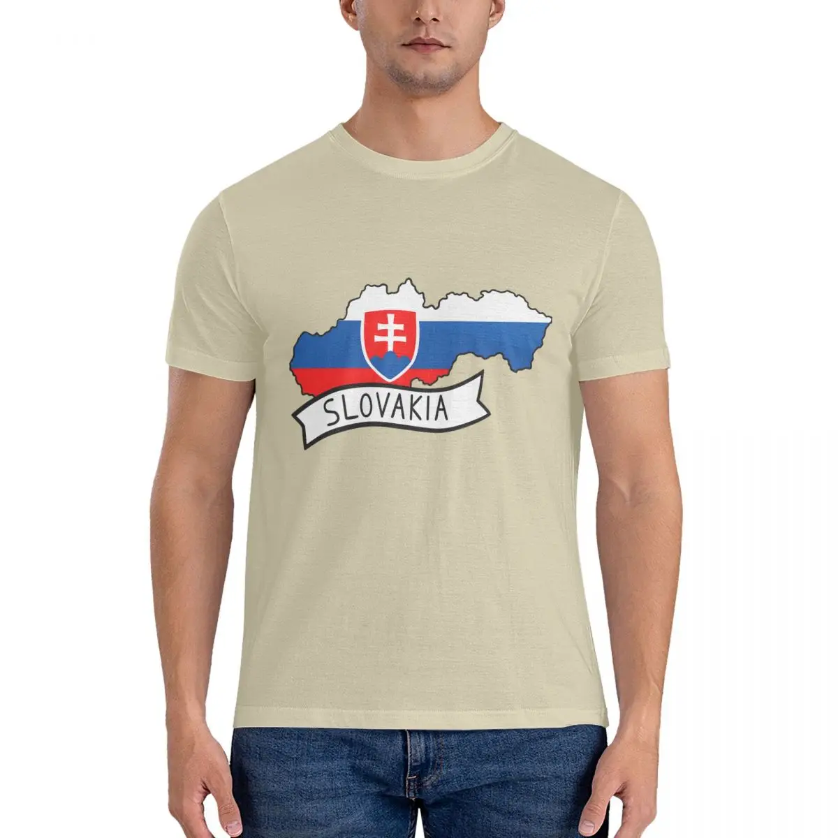 Men T-Shirts Slovakia Map Sticker Sticker Vintage Pure Cotton Tees Short Sleeve Europe T Shirts Round Neck Tops 6XL