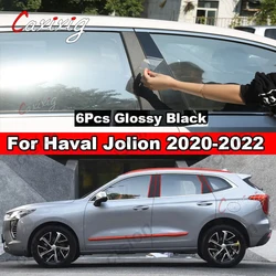 For Haval Jolion 2020-2022 Styling PC Material Sticker 6Pcs Carbon Fiber Black Door Window Column BC Pillar Post Cover Trim