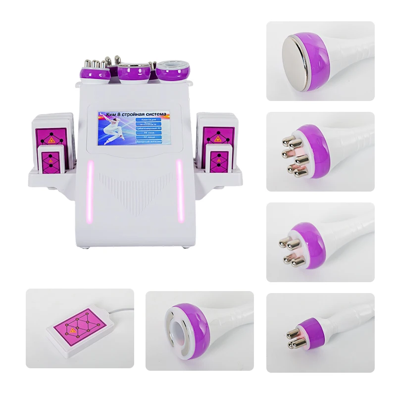 6 in 1 40K Ultrasonic Vacuolar Vacuum Cavitation System Type Weight Loss Fat Suction Shaping Slimming Machine Eight Gaskets