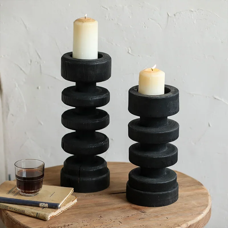 wind black thread wood candlestick furnishing articles to restore ancient ways do old antique household decorates