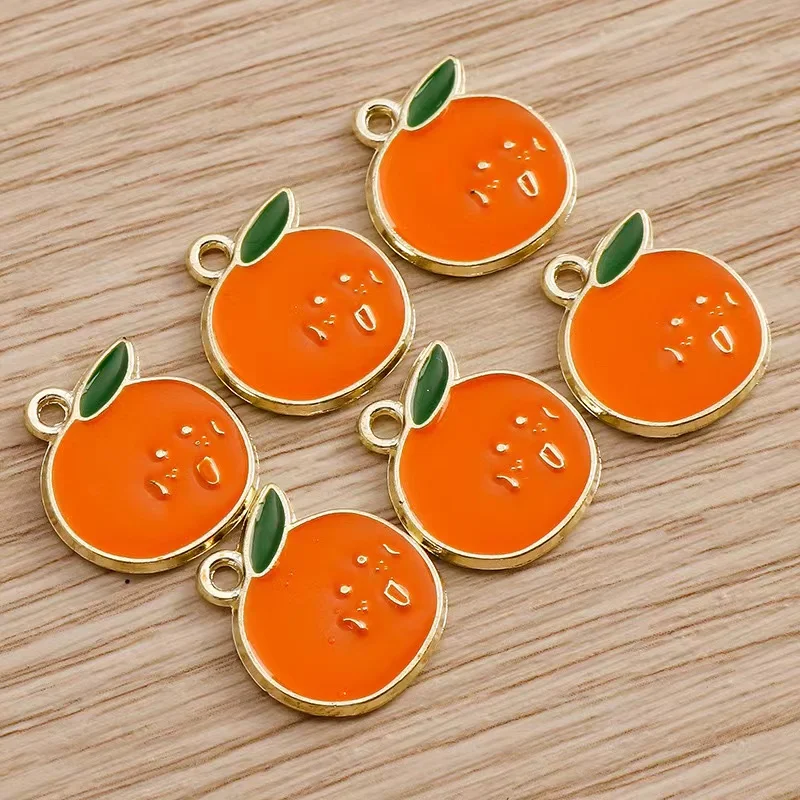 Breloques en Émail Orange pour Boucles d'Oreilles, Colliers de Papeterie, Fruits Plus Riches, Bijoux Faits à la Main, Accessoires de Direction, 10 Pièces