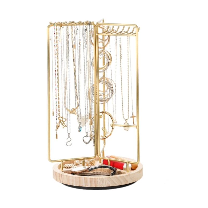 Elegant Rotating Jewelry Stand Adjustable Necklace and Bracelet Display Rack