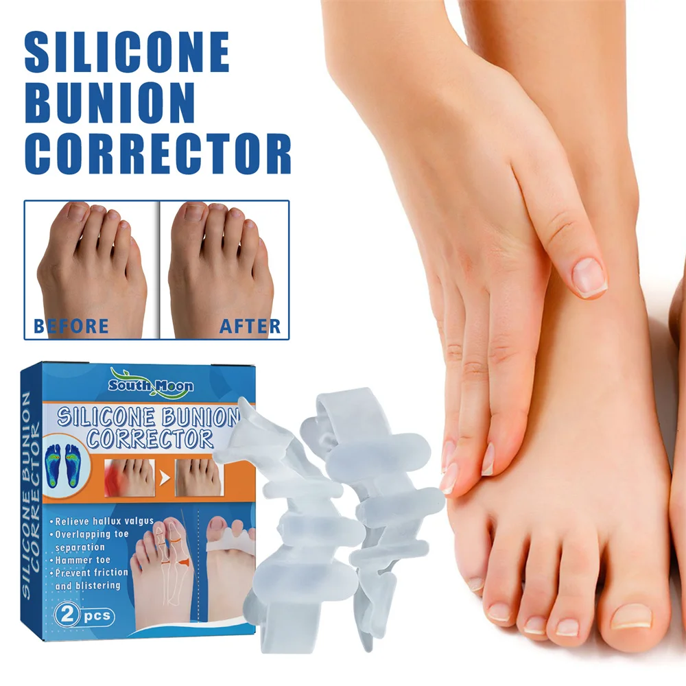 2PCS Silicone Gel Thumb Corrector Bunion Foot Toe Hallux Valgus Protector Separator Finger Straightener Adjuster Foot Care Tools