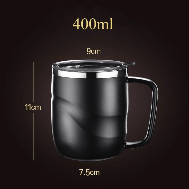 400ml Insulated Coffee Mug with Sliding Lid Vacuum Travel Mug with Handle Camping Tea Flask for Hot Cold Drinks Bar kit