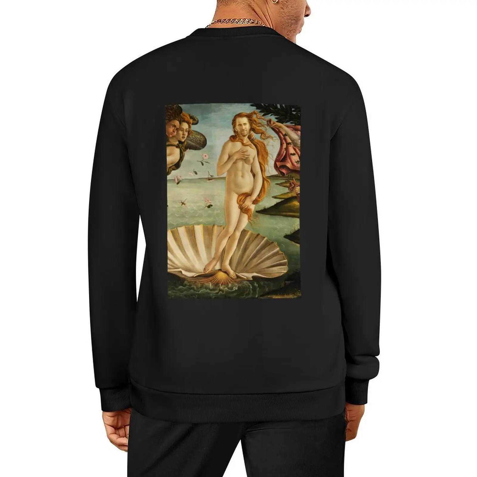 

The Birth of Nic Cage (after Botticelli), Venus Nic Cage Painting Pullover tracksuit men anime clothing sweatshirts men