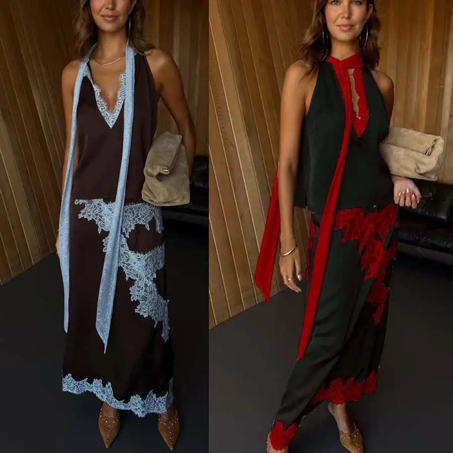 

Casual Loose Women's Summer Autumn Svel Spliced Faion Set Tee-Piece Suit Sle No Brand Registered Trademark