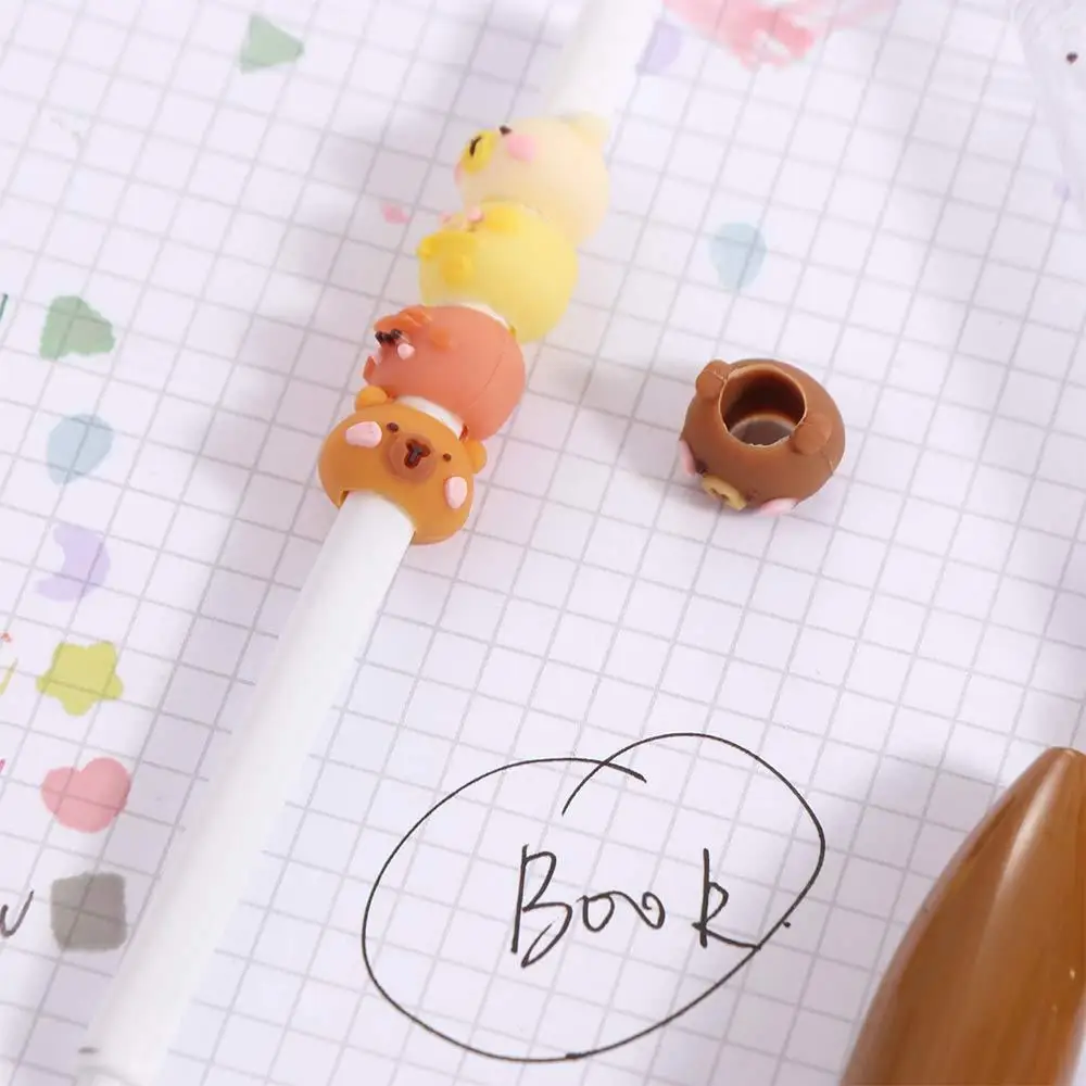 Bolígrafo de Gel de capibara interesante y creativo, bolígrafo estético con cuentas bonitas, tinta negra, bolígrafo de Gel Kawaii de 0,5mm para estudiantes